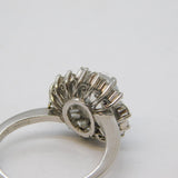 Platinum, Moonstone & 0.75ct Diamond Floral Cluster Ring Vintage Birmingham