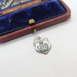 Sterling Silver and Enamel San Marino Travel Shield Charm Pendant Vintage c1970