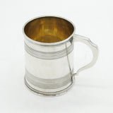 Victorian Sterling Silver Lined Pattern Christening Mug Antique 1843 London