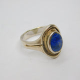 Sterling Silver Oval Sodalite Studio Style Dress Ring Vintage c1970 Size M 1/2