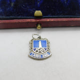 Sterling Silver and Enamel Lands End Travel Shield Charm Pendant Vintage c1970