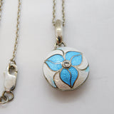 Nicole Barr Boxed Sterling Silver, Sapphire & Enamel Floral Necklace Vintage