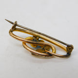 Victorian Rolled Gold, Seed Pearl & Turquoise Floral Brooch Pin Antique c1890s
