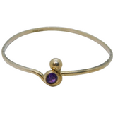 Sterling Silver Faceted Amethyst Hook Front Cuff Bangle Vintage 1993 Birmingham