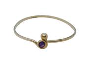 Sterling Silver Faceted Amethyst Hook Front Cuff Bangle Vintage 1993 Birmingham