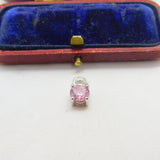 Sterling Silver and Pink Quartz Charm Pendant Vintage c1970