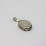 Sterling Silver Floral Design Small Oval Locket Charm Pendant Vintage c1970