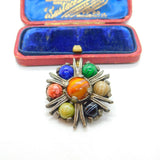 Scottish Miracle Silver Plated & Gemstone Costume Jewellery Kilt Brooch Vintage