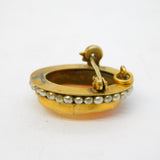 Victorian Gold Plated, Seed Pearl, Shell Cameo Brooch Pendant Antique c1890