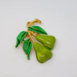 Gold Plated & Colourful Enamel Pear Tree Brooch Pin Vintage c1990