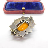 Victorian Scottish Sterling Silver Montrose Agate & Citrine Paste Brooch c1860