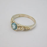 Sterling Silver Round Blue Topaz Dress Ring Vintage c1970 Size P