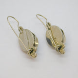 Pair of Sterling Silver Cabochon Garnet Hook Drop Studio Earrings Vintage c1990