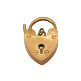 Edwardian 9ct Rose Gold Padlock Heart Charm or Clasp Antique c1910s