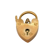 Edwardian 9ct Rose Gold Padlock Heart Charm or Clasp Antique c1910s
