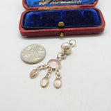 Sterling Silver Quartz and Pearl Dream Catcher Charm Pendant Vintage c1970