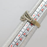 Sterling Silver Black & Clear Paste Crossover Band Ring Vintage c1970 Size M 1/2