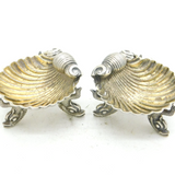Victorian Pair of Sterling Silver Dolphin Salt Cellars Antique 1874 Birmingham