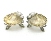 Victorian Pair of Sterling Silver Dolphin Salt Cellars Antique 1874 Birmingham
