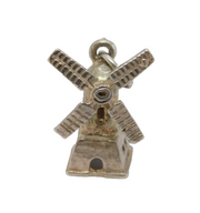 Sterling Silver Windmill Charm Pendant Vintage c1970