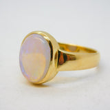 Victorian 18ct Yellow Gold & Cabochon Water Opal Dress Ring Antique c1890s