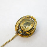 Victorian Rolled Gold & Citrine Set Floral Pattern Stick Pin Antique c1880s