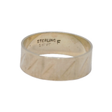 Sterling Silver Diagonal Stripe Pattern Wedding Band Ring Vintage c1990 Size L