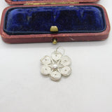 Sterling Silver Filigree Flower Charm Pendant Vintage c1970