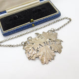 Georgian Sterling Silver Vine Leaf Claret Decanter Label 1825 Birmingham Antique