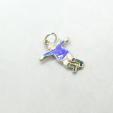 Sterling Silver & Enamel Female Figure Charm Pendant Vintage c1970