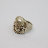 Sterling Silver Chunky Skull Biker Style Ring Vintage c1970 Size Q