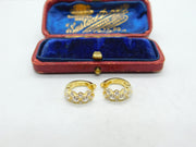 Sterling Silver Gilt & Diamond Paste Small Hoop Form Earrings Vintage c1990