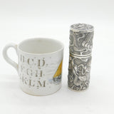 19th Century Chinese Export Silver Dragon Pattern Cylindrical Box Antique Canton