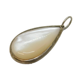Sterling Silver Mother of Pearl Set Drop Charm Pendant Vintage c1970s