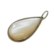 Sterling Silver Mother of Pearl Set Drop Charm Pendant Vintage c1970s