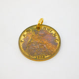 King George V Gilded Copper Farthing Lucky Coin Charm Antique 1933