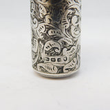 Victorian Sterling Silver Floral Pattern Scent Bottle Antique 1886 Birmingham