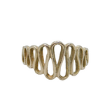 Sterling Silver Graduating Band Wave Pattern Dress Ring Vintage c1970 Size M