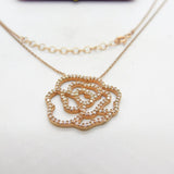 Rose Gold on Sterling Silver Diamond Paste Set Flower Pendant Necklace
