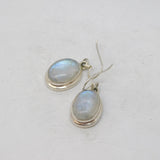 Pair of Sterling Silver Cabochon Moonstone Drop Hook Earrings Vintage c1970