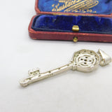 Sterling Silver & Multi-Gem Set Key Form Pendant Vintage c1980