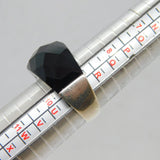 Sterling Silver Faceted Black Onyx Agate Statement Ring Vintage c1970 Size T