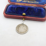 Victorian USA Sterling Silver One Dime Coin Charm or Pendant 1853 Antique