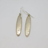 Pair of Sterling Silver Dyed Pink Shell Long Oval Dangly Earrings Modern c1990