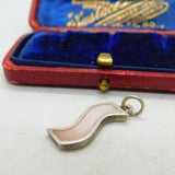Sterling Silver and Mother of Pearl Swirl Drop Pendant Vintage c1970