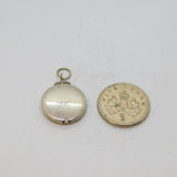 Sterling Silver Patterned Mirror Compact Charm Pendant Vintage c1970s