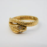 9ct Yellow Gold & Diamond Set Snake or Serpent Dress Ring Vintage London