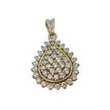 Sterling Silver Cubic Zirconia Set Fancy Peardrop Pendant Vintage c1970