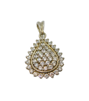 Sterling Silver Cubic Zirconia Set Fancy Peardrop Pendant Vintage c1970