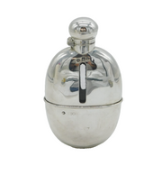 Victorian Sterling Silver Mounted Glass Hip Flask & Stirrup Cup Antique London